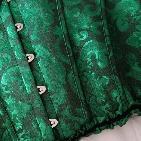 Green Brocade Corset Top - Picture 3 of 6